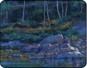pastel painting, Delaware River, PA